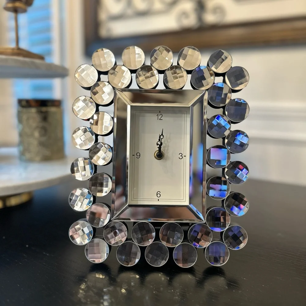 Silver Crystal Tabletop Clock